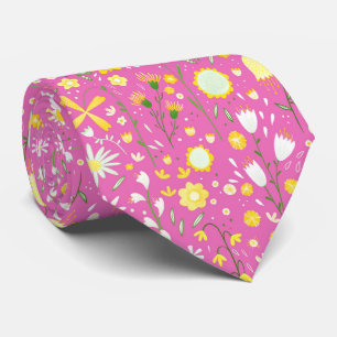 Söt Rosa Botanik Wildblomma Blommigt Neck Tie Slips