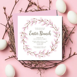 Söt rosa botanisk påskbrunch inbjudningar