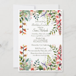 Söt Rosa Botaniskt födelsedagsluncheon Inbjudningar