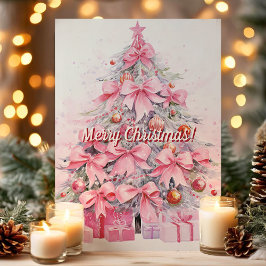 Söt Rosa Bow Julgran God jul Helgkort