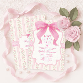 Söt Rosa Bow Kärlek Shack Flicka Shower Inbjudningar