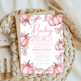 Söt Rosa Bow Little Pumpkin fall Baby Shower Inbjudningar