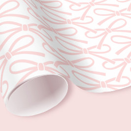 Söt Rosa Bow Mönster Gift Wrap White Presentpapper