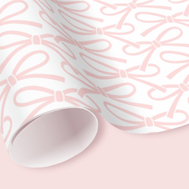 Söt Rosa Bow Mönster Gift Wrap White Presentpapper (Skapare uppladdad)