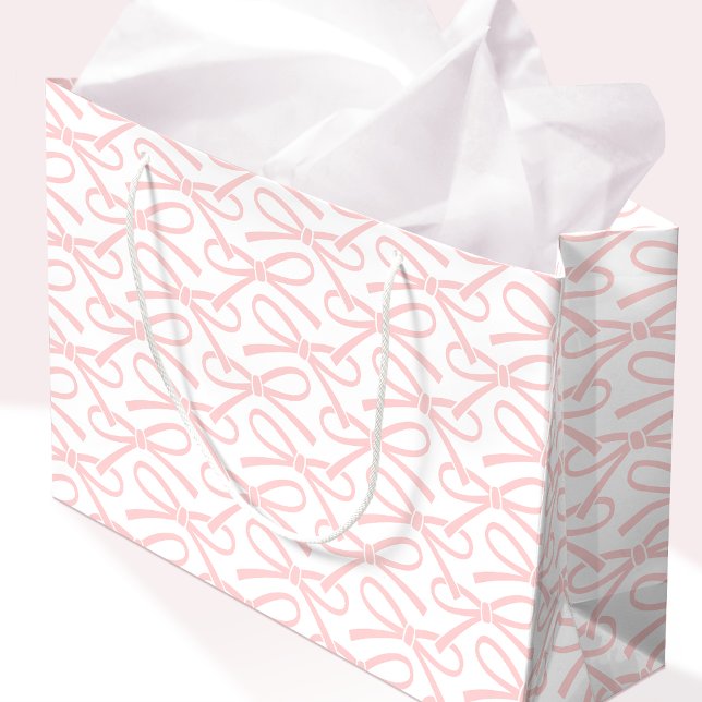 Söt Rosa Bow Mönster White Gift Bag (Skapare uppladdad)