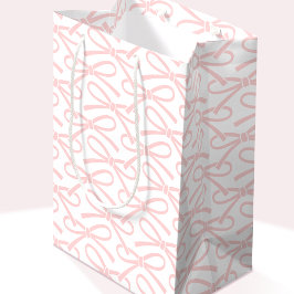 Söt Rosa Bow Mönster White Medium Gift Bag Bag