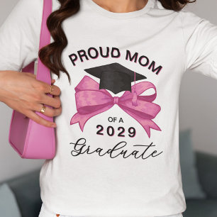 Söt Rosa Bow Proud Mamma i Student T Shirt
