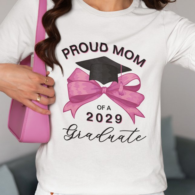 Söt Rosa Bow Proud Mamma i Student T Shirt (Skapare uppladdad)