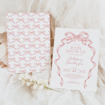 Söt Rosa Bow Ribbon Girl Baby Shower