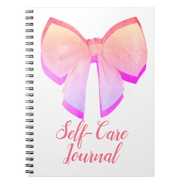 Söt Rosa Bow Self Care Journal Anteckningsbok (Framsidan)