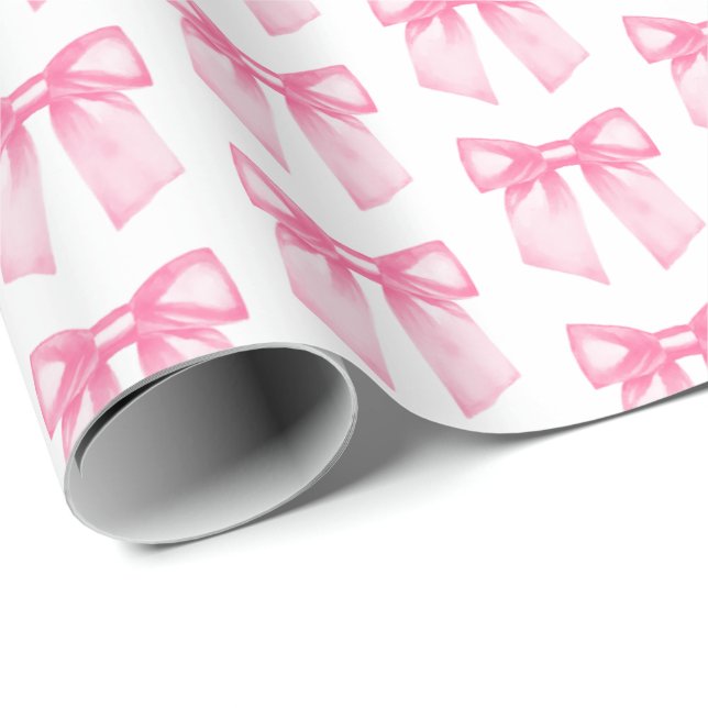 Söt Rosa Bow Wrapping Papper Presentpapper (Rullad Hörn)