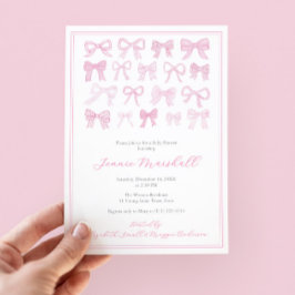 Söt Rosa Bows Girl Baby Shower Party Inbjudningar