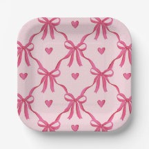 Söt Rosa Bows Papper Plate