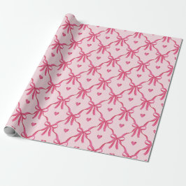 Söt Rosa Bows Wrapping Papper Presentpapper