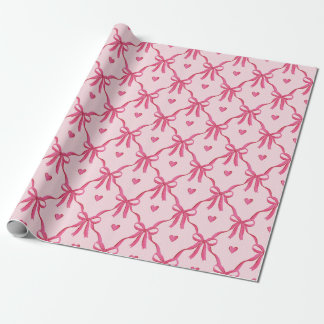 Söt Rosa Bows Wrapping Papper Presentpapper