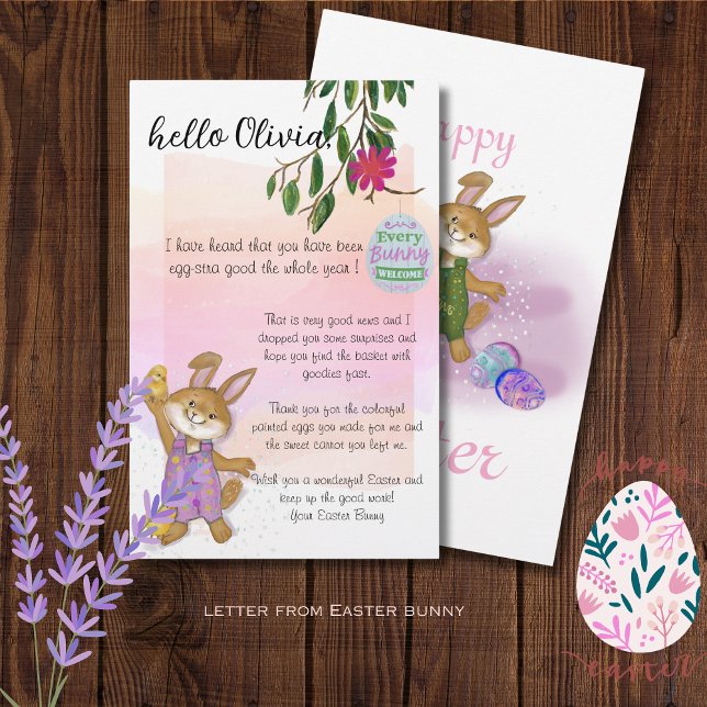 Söt Rosa Brev från Påskhare (Pretty Pink Letter from Easter Bunny)