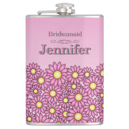 Söt Rosa Bridesmaid Flower Flask Fickplunta