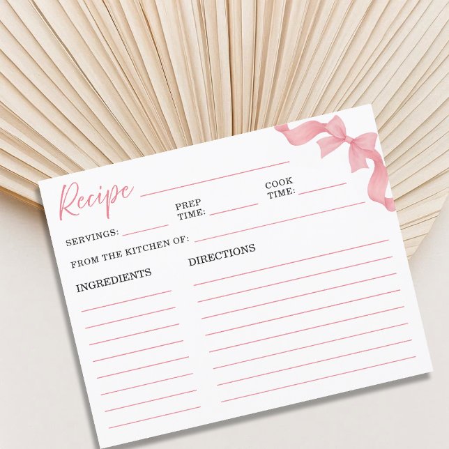 Söt Rosa Bröllopsfest Receptkort med Rosenskugga B (Skapare uppladdad)