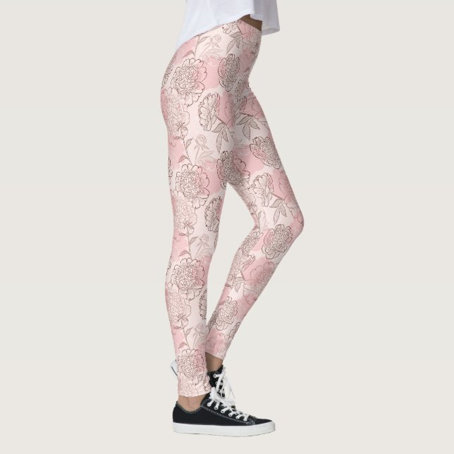 Söt Rosa Brown Blommigt Leggings (Höger)