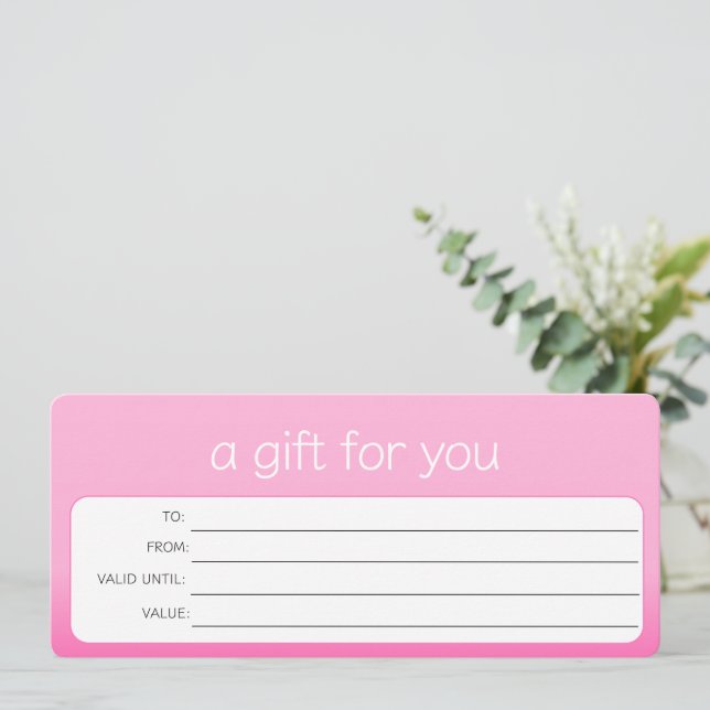 SÖT ROSA BUSINESS LOGOTYP RETAIL GIFT CERTIFICATE (Stående Fram)