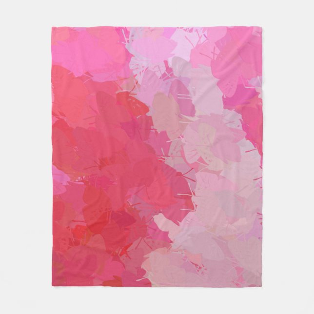 Söt Rosa Butterflies fleece filt (Framsidan)