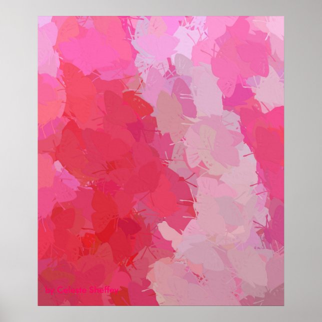 Söt Rosa Butterflies Poster (Framsidan)