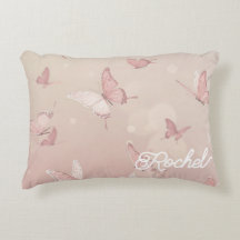 Söt Rosa butterfly bas mitzva dekorativ kudde