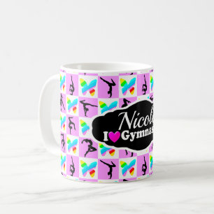 SÖT ROSA BUTTERFLY GYMNASTICS DESIGN KAFFEMUGG