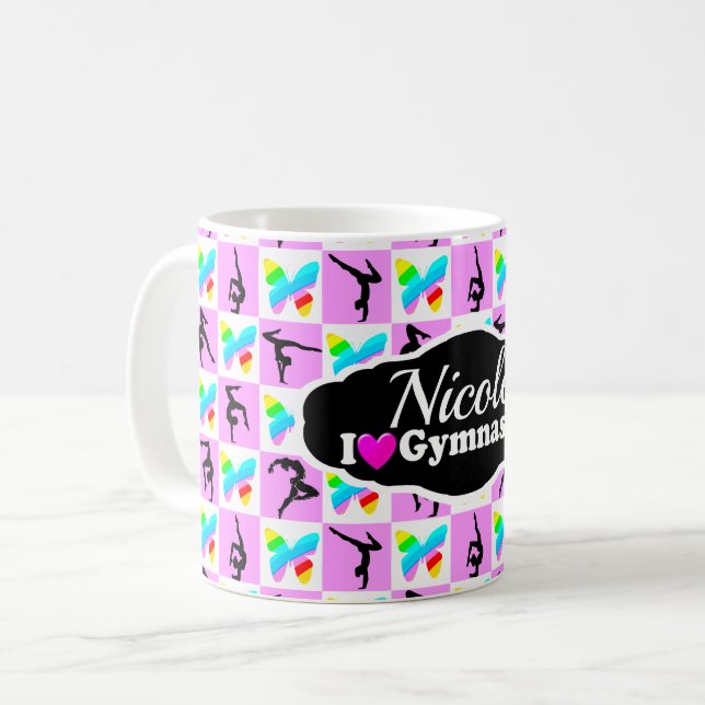 SÖT ROSA BUTTERFLY GYMNASTICS DESIGN KAFFEMUGG (Framsida vänster)