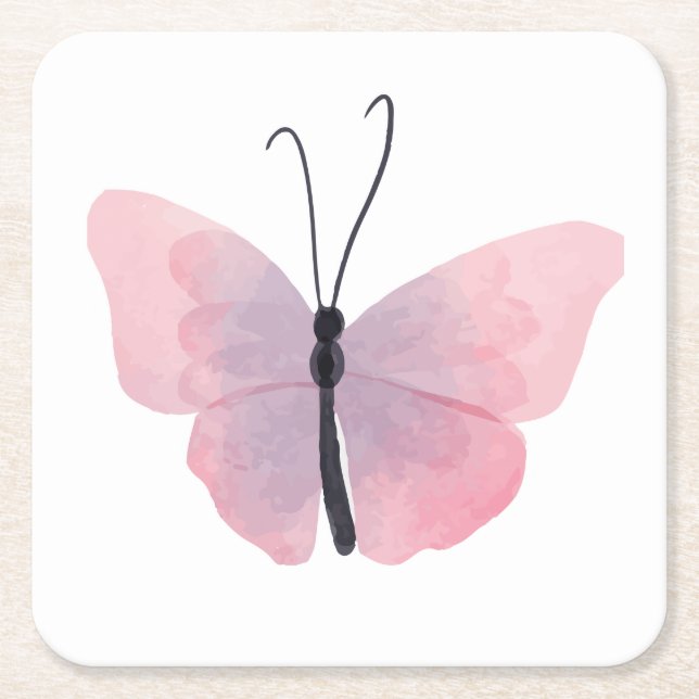 Söt Rosa Butterfly Party favör Underlägg Papper Kvadrat (Framsidan)