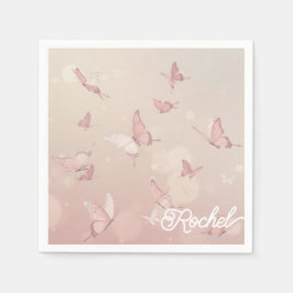 Söt rosa butterfly party napkin pappersservett
