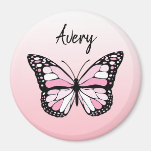 Söt Rosa Butterfly Personlig Namn Magnet