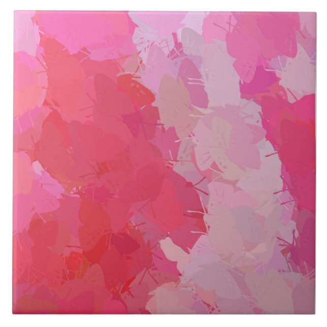 Söt Rosa Butterfly Tile Kakelplatta (Framsidan)