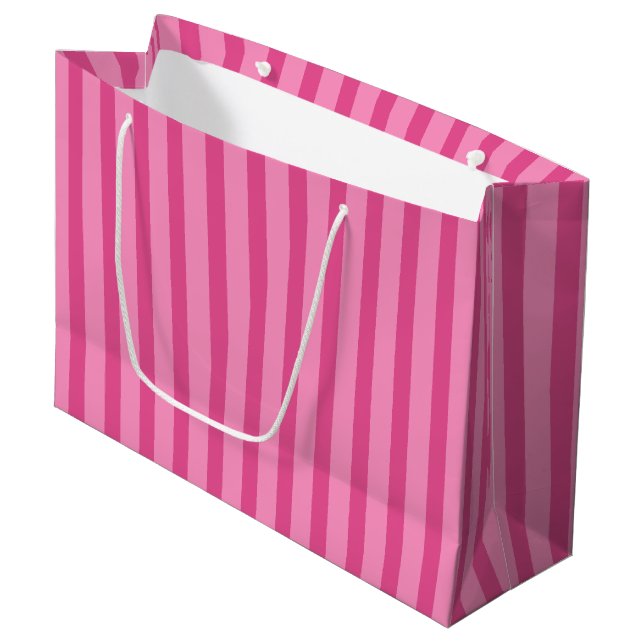 Söt Rosa Candy Randiga Presentpåse (Framsidan Vinklad)