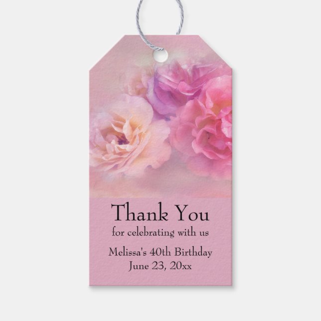Söt Rosa Carnations Snyggt Photo Tack Presentetikett (Framsidan)