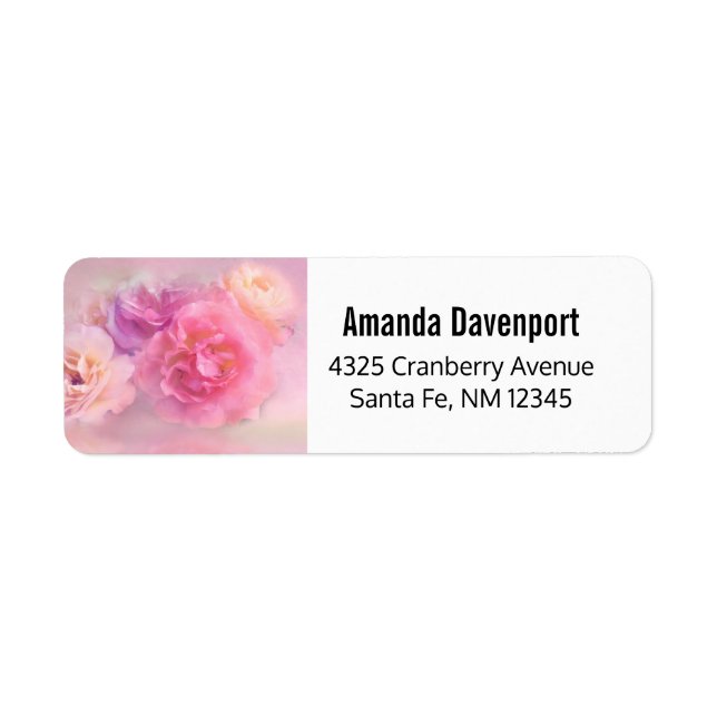 Söt Rosa Carnations Snyggt Photograph Returadress Etikett (Framsidan)