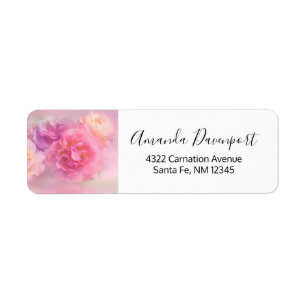 Söt Rosa Carnations Snyggt Photograph Returadress Etikett