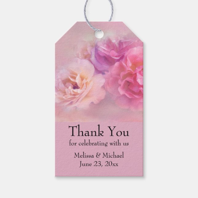 Söt Rosa Carnations Snyggt Photography Bröllop Presentetikett (Framsidan)
