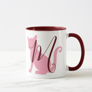 Söt Rosa Cat Monogram Mugg