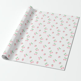 Söt Rosa Cherry Strawberry Aesthetic Mönster Presentpapper