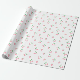Söt Rosa Cherry Strawberry Aesthetic Mönster Presentpapper