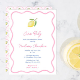 Söt Rosa Ciao Baby Lemon Girl Baby Shower Inbjudningar