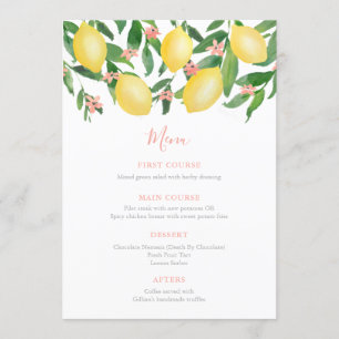 Söt Rosa Citrus Baby Shower for Girl Meny