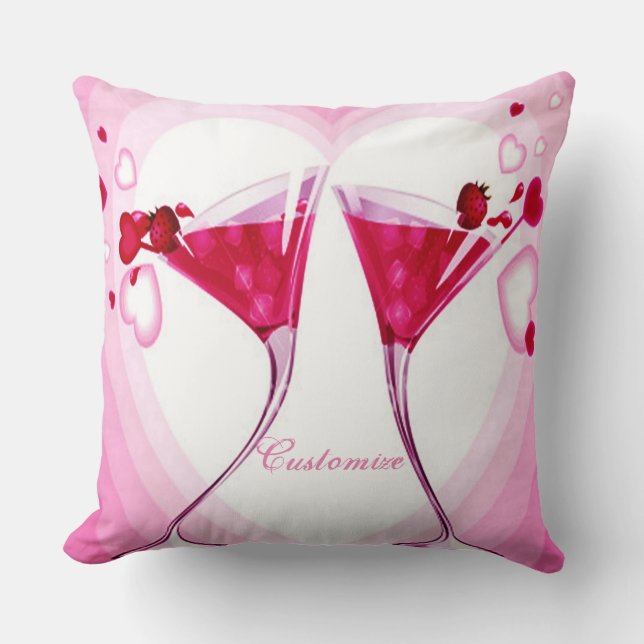 Söt Rosa Cocktails Dekorativ kudde (Framsida)