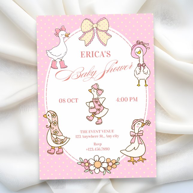 Söt rosa Coquette anka baby shower Inbjudningar (Skapare uppladdad)