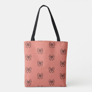 Söt Rosa Coquette Båge Mönster Toteväska Tygkasse