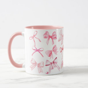 Söt Rosa Coquette Girly Bow Skriv ut Mugg