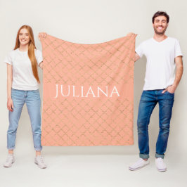 Söt Rosa Coral Guld Quatrefoil Personlig Fleecefilt