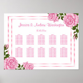 Söt Rosa Corner Bouquets Bröllop Sittdiagram Poster