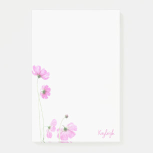 Söt Rosa Cosmos Blommigt Post-it Block